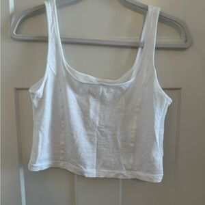 Aerie White Cropped Fitted Tank Top